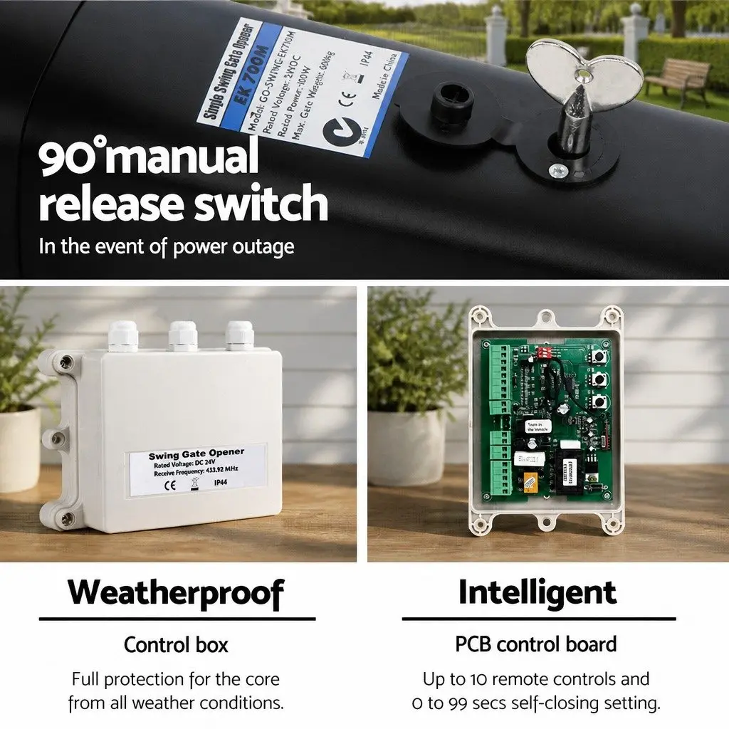 Solar Gate Opener Automatic Control Single Swing 500kg Remote Arm Kit