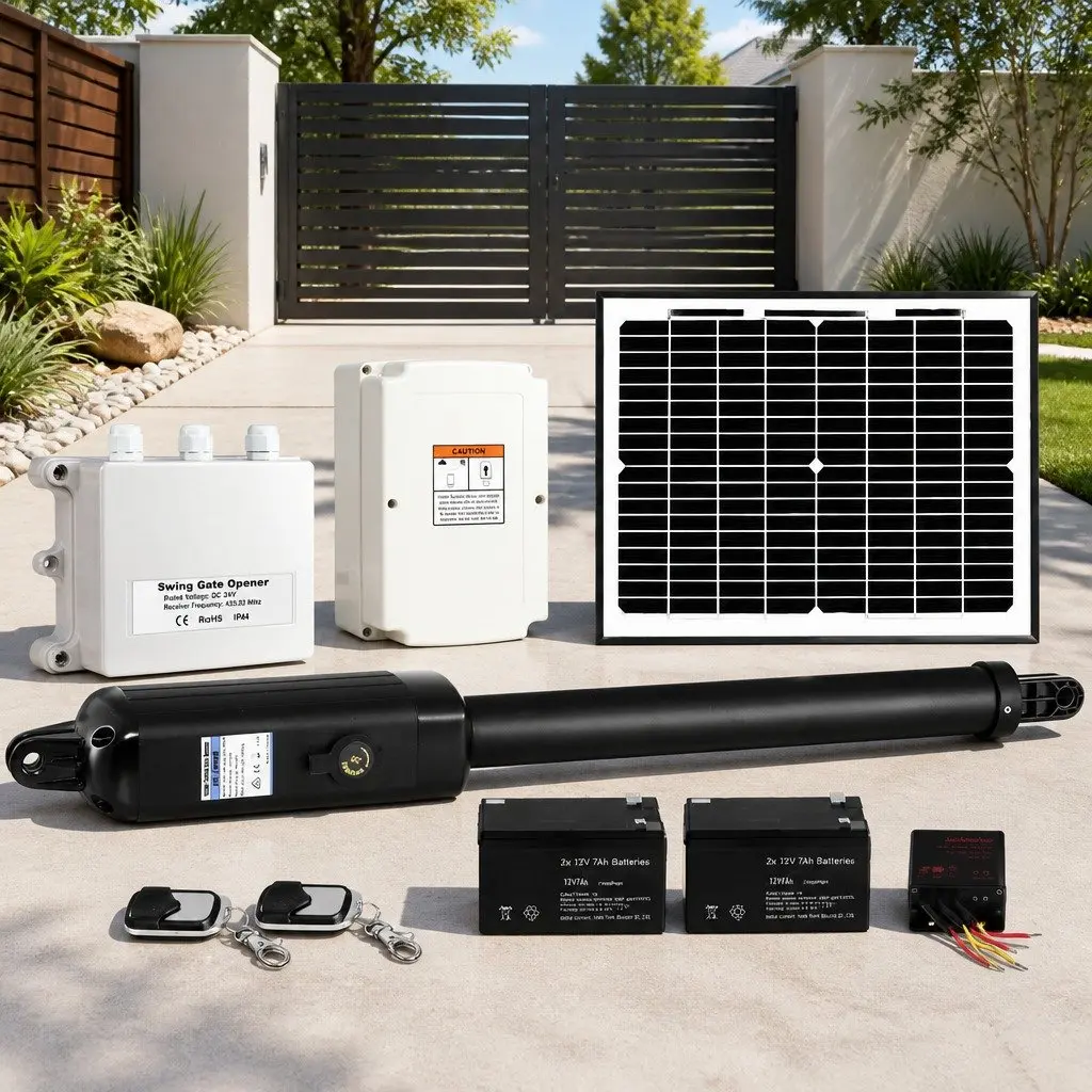 Solar Powered Single Swing Gate Opener 500KG 10W Panel Remote Control Automatic