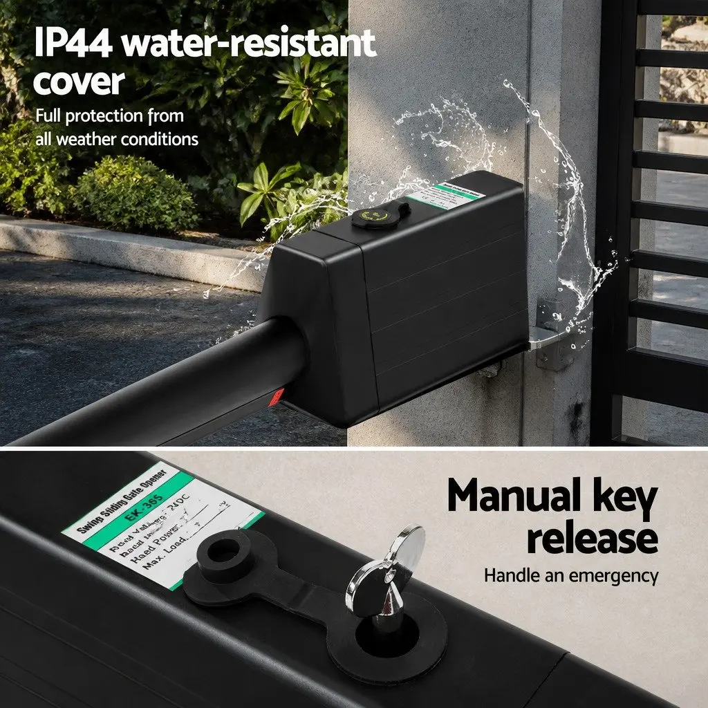 Single Swing Gate Opener 20W Solar Powered Automatic Remote Control Access