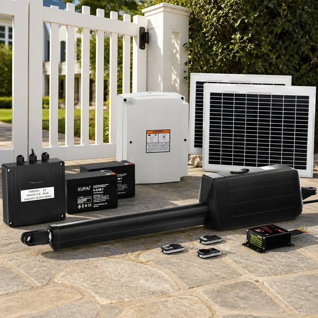 Single Swing Gate Opener 20W Solar Powered Automatic Remote Control Access