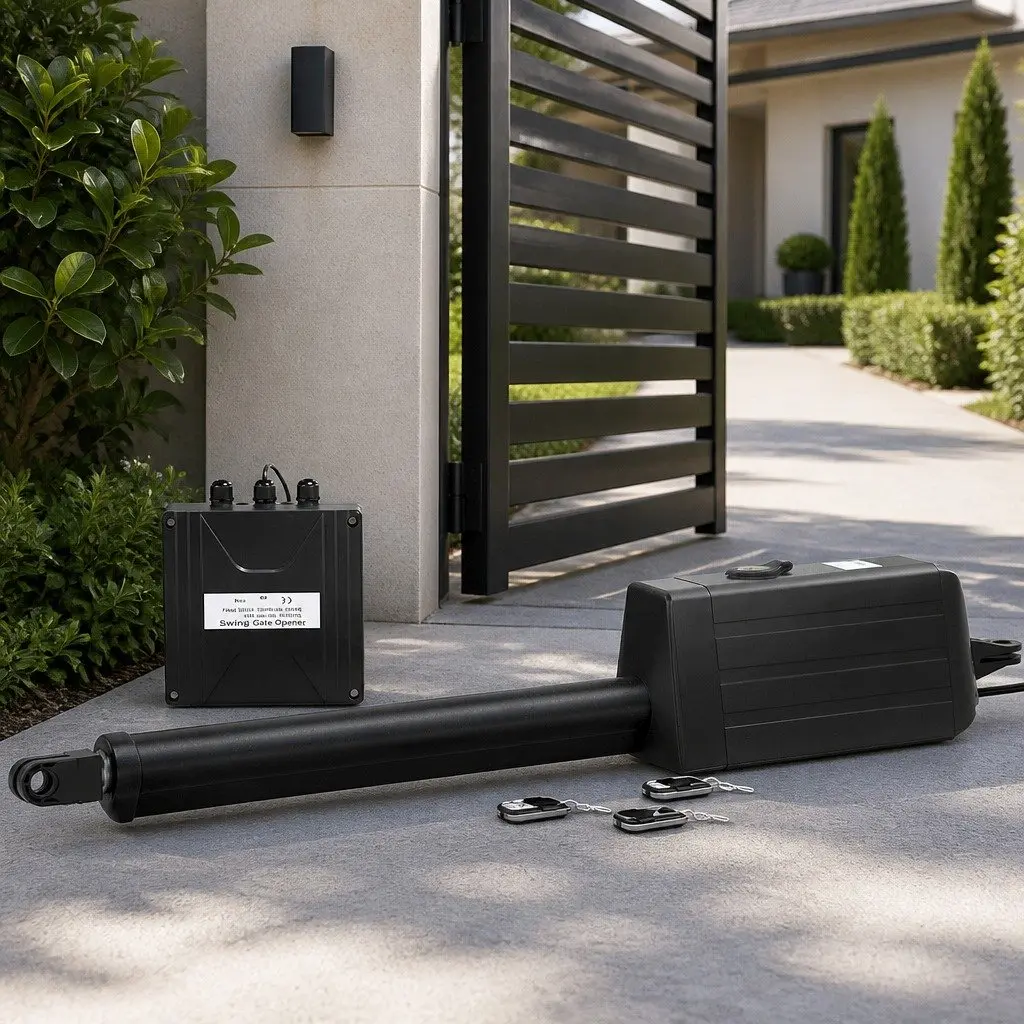 Electric Gate Opener Single Swing Automatic 300kg 5m Black Remote Control