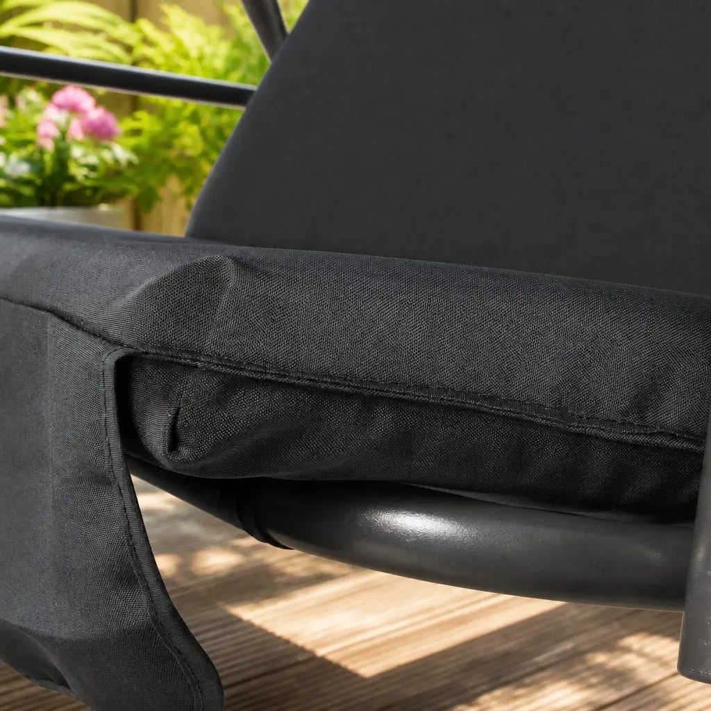 Outdoor Swing Chair Adjustable Canopy 3 Seater Black Lounger