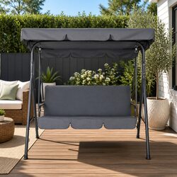 Friendly Grey Outdoor Swing Chair for Three, Perfect for You