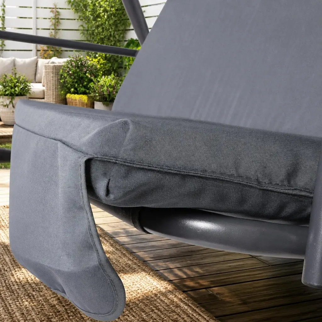 Outdoor Swing Chair 3 Seater Garden Bench Furniture with Canopy Grey
