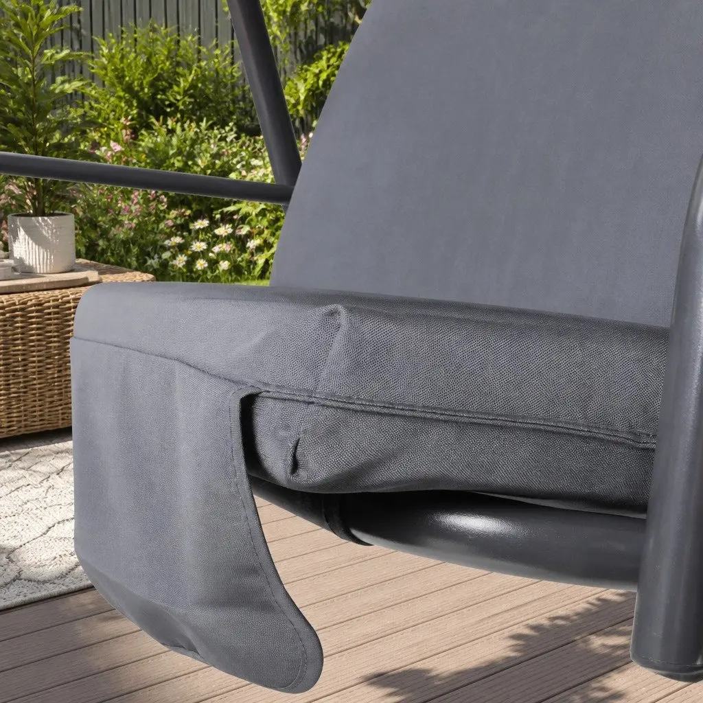 Outdoor Swing Chair 3 Seater Garden Bench Furniture with Canopy Grey