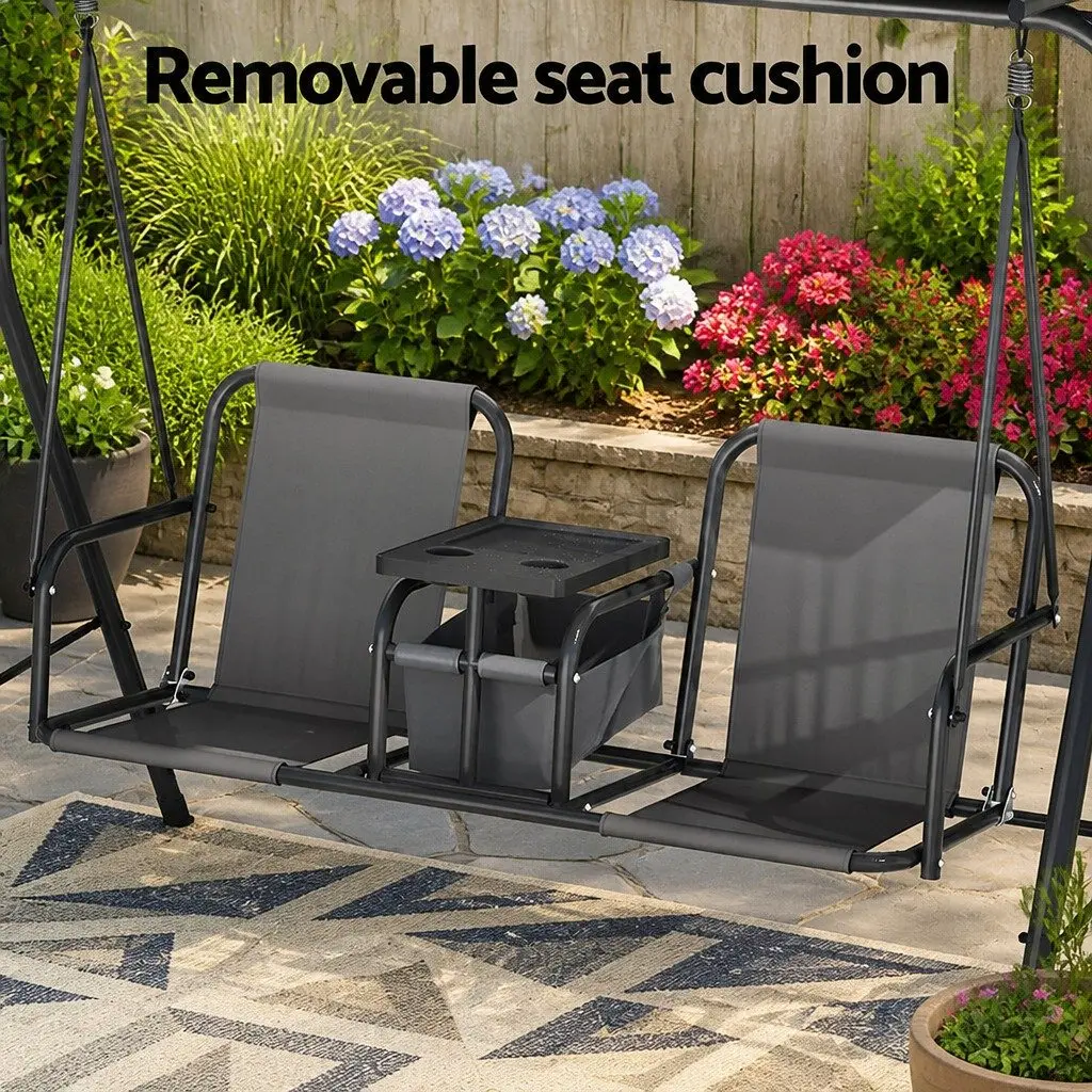 2-Seater Swing Chair with Adjustable Canopy