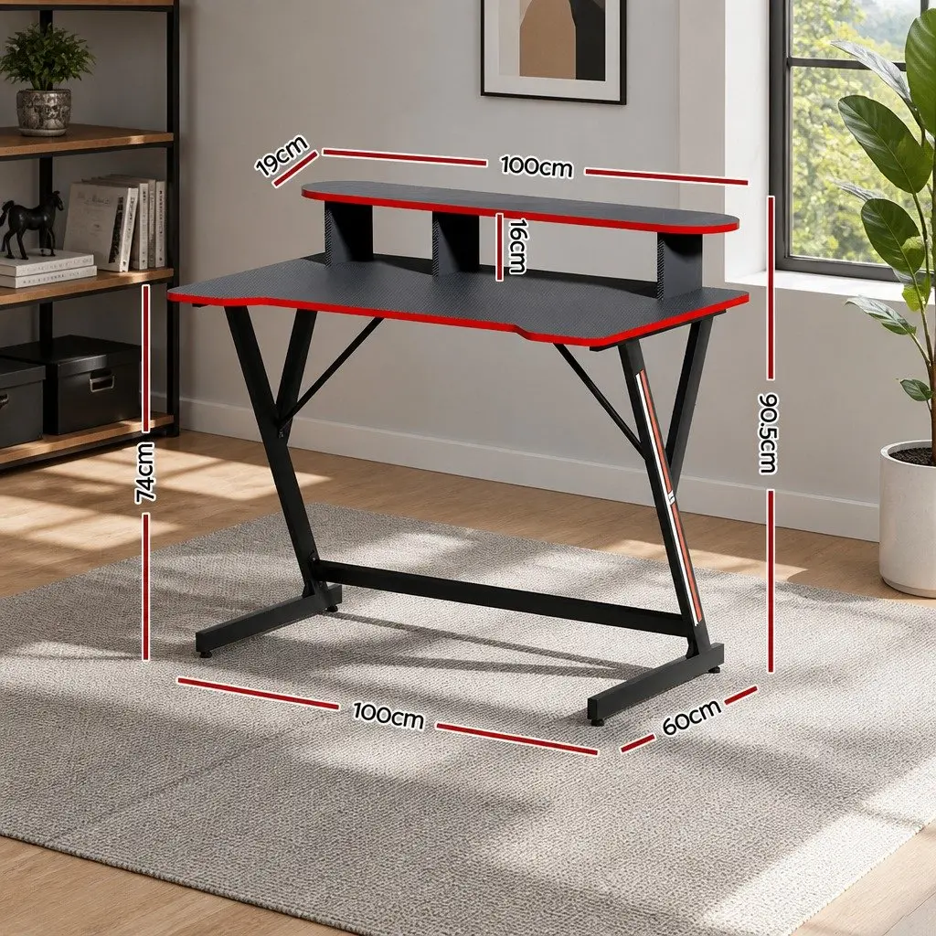 Gaming Desk with Two Tiers, 100CM Black