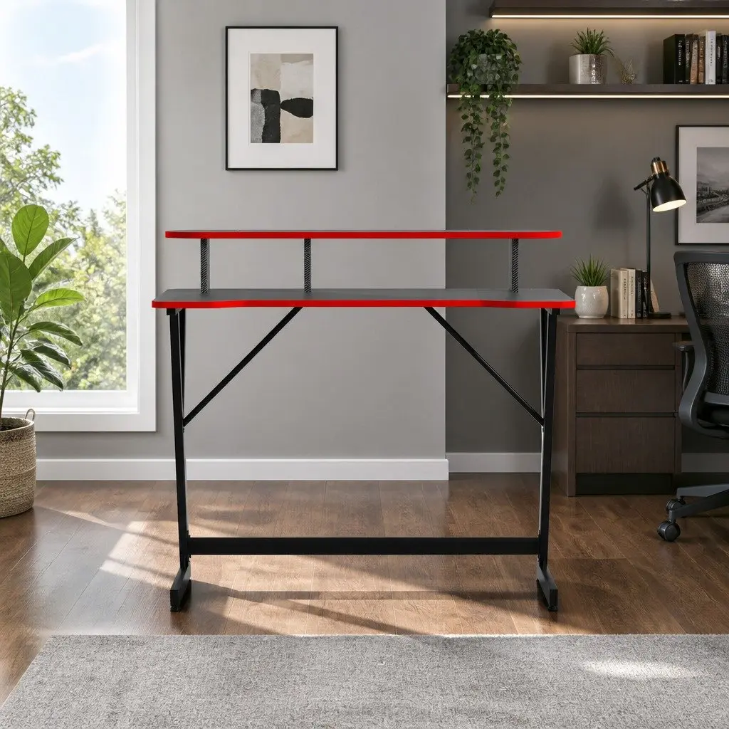 Gaming Desk with Two Tiers, 100CM Black