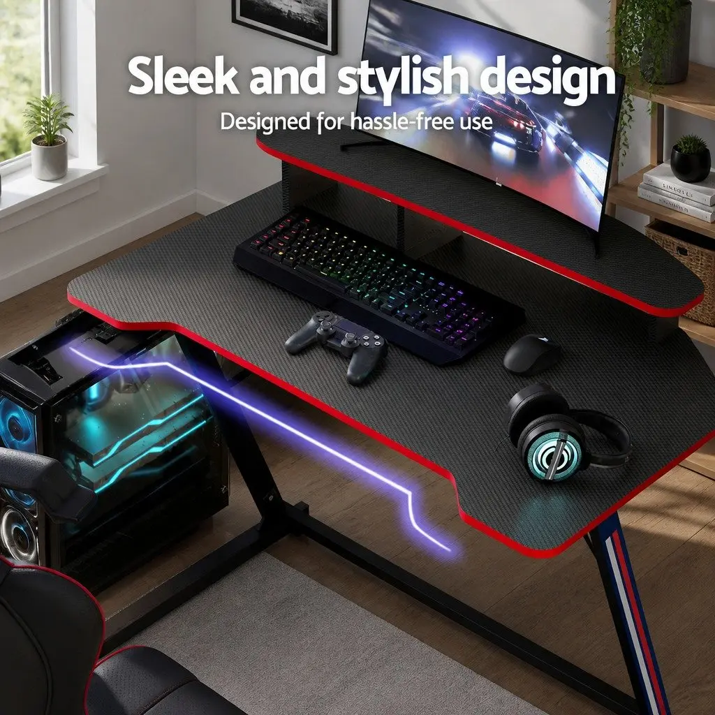 Gaming Desk with Two Tiers, 100CM Black