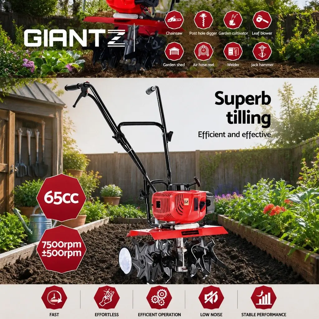 65CC Hand-Held Tiller 6 Blades 400mm Working Width