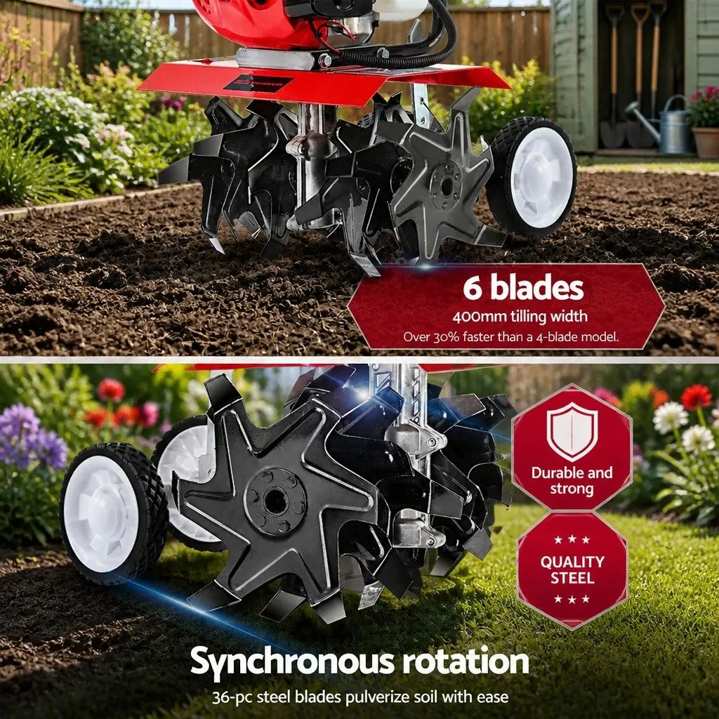 65CC Hand-Held Tiller 6 Blades 400mm Working Width