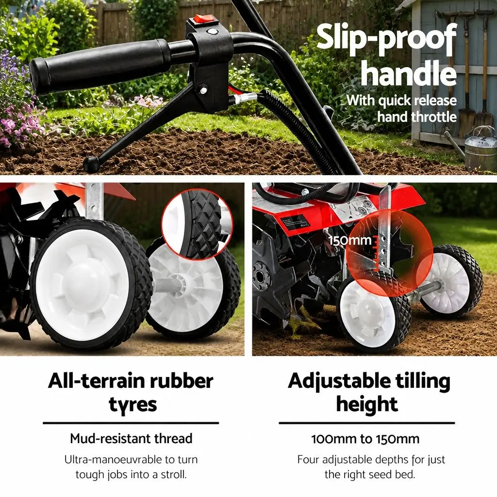 65CC Hand-Held Tiller 6 Blades 400mm Working Width