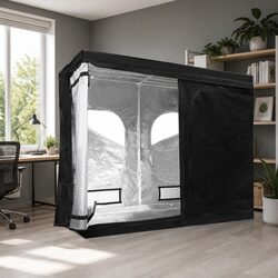 Grow Tent 2.4M x 1.2M x 2M Hydroponics Indoor Plant Room Kit Black Steel Frame