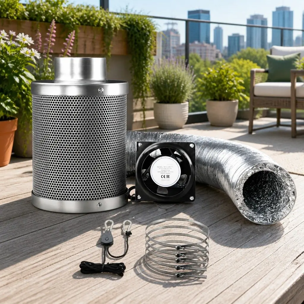 4 Inch Hydroponics Grow Tent Ventilation Kit with Fan Carbon Filter Duct