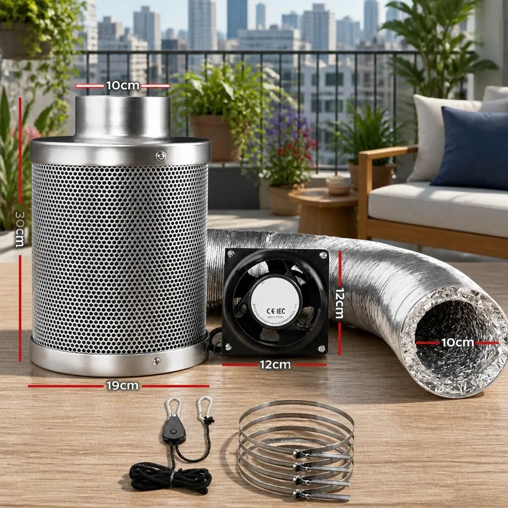 4 Inch Hydroponics Grow Tent Ventilation Kit with Fan Carbon Filter Duct