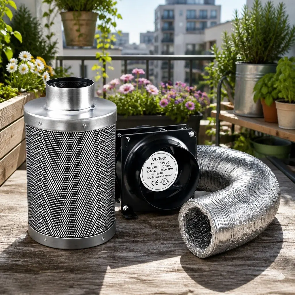 4 Inch Hydroponics Grow Tent Ventilation Kit with Fan Carbon Filter Duct