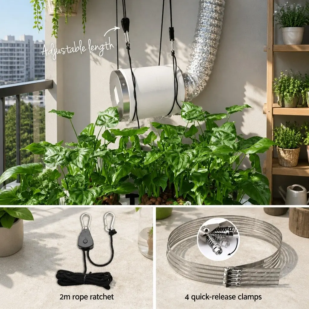 4 Inch Hydroponics Grow Tent Ventilation Kit with Fan Carbon Filter Duct