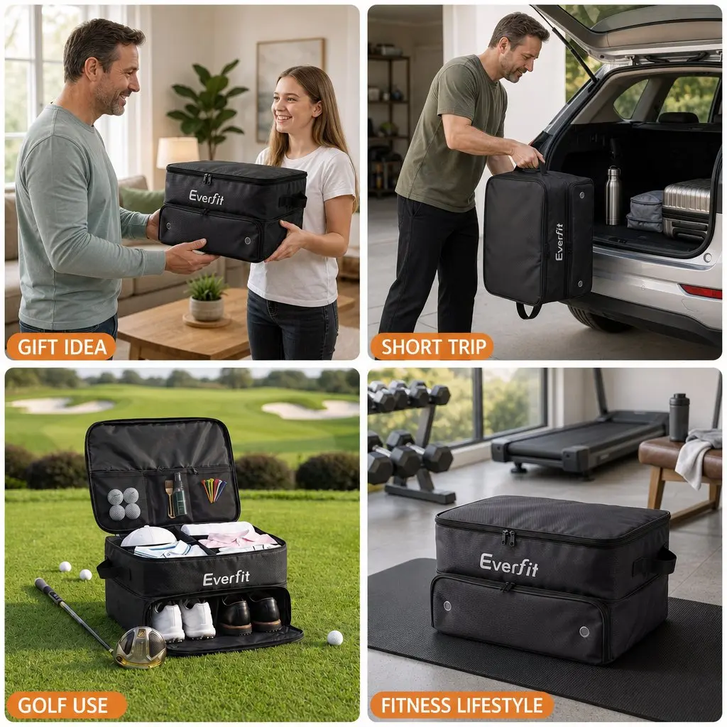 Golf Trunk Organizer 2-Tier Ventilated Shoe Compartment Black