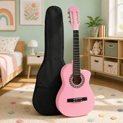 34 Inch Classical Guitar Nylon String Wooden Body Beginner Kids Learning Pink