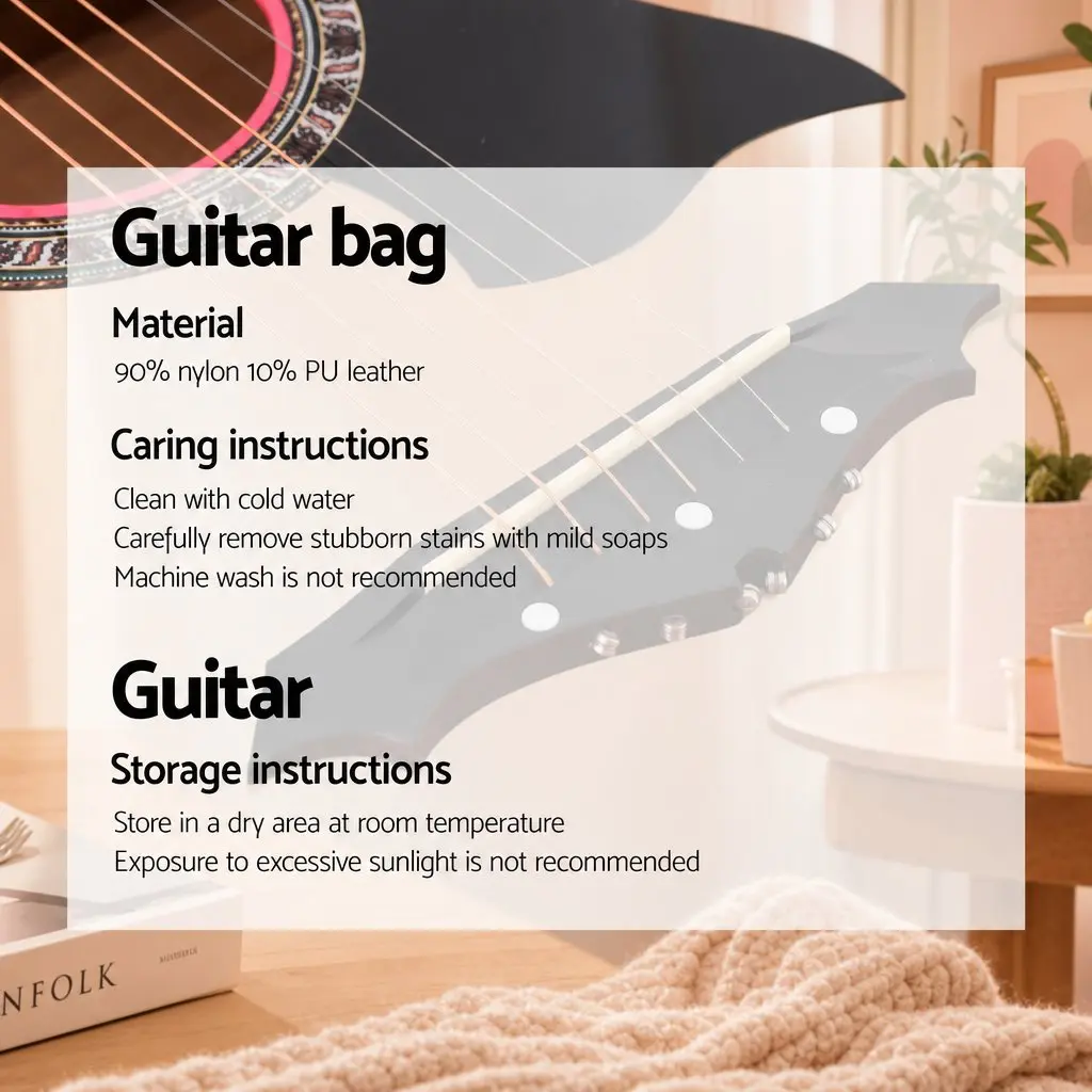 38 Inch Acoustic Guitar Steel String Cutaway Folk Classical Right Handed Pink