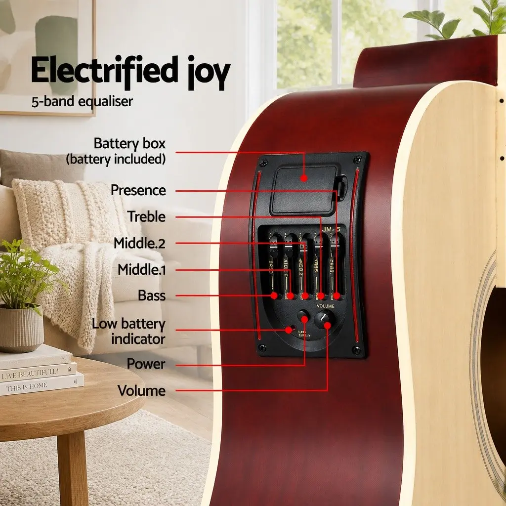 41 Inch Acoustic Guitar Cutaway Electric Output 5-Band EQ Professional