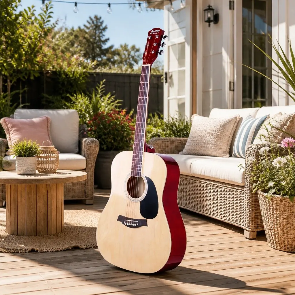 41 Inch Dreadnought Acoustic Guitar Steel String Wooden Body Natural Wood
