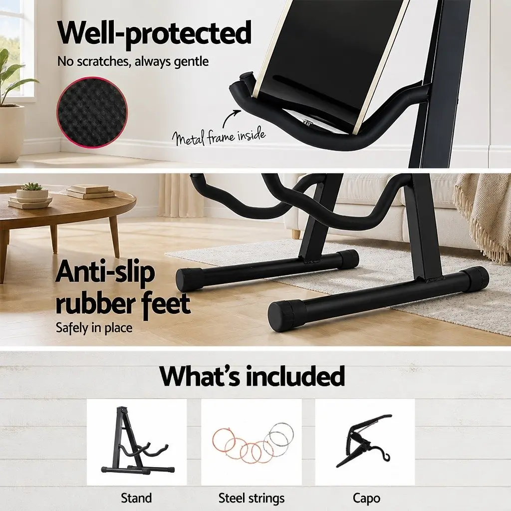 Guitar Stand Folding Portable Floor Rack Holder Acoustic Electric Bass Black