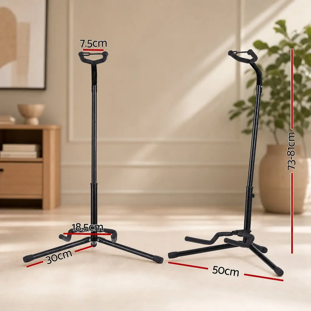Adjustable A-Frame Guitar Stand for Acoustic Electric and Bass Instruments Compact Iron Holder Black