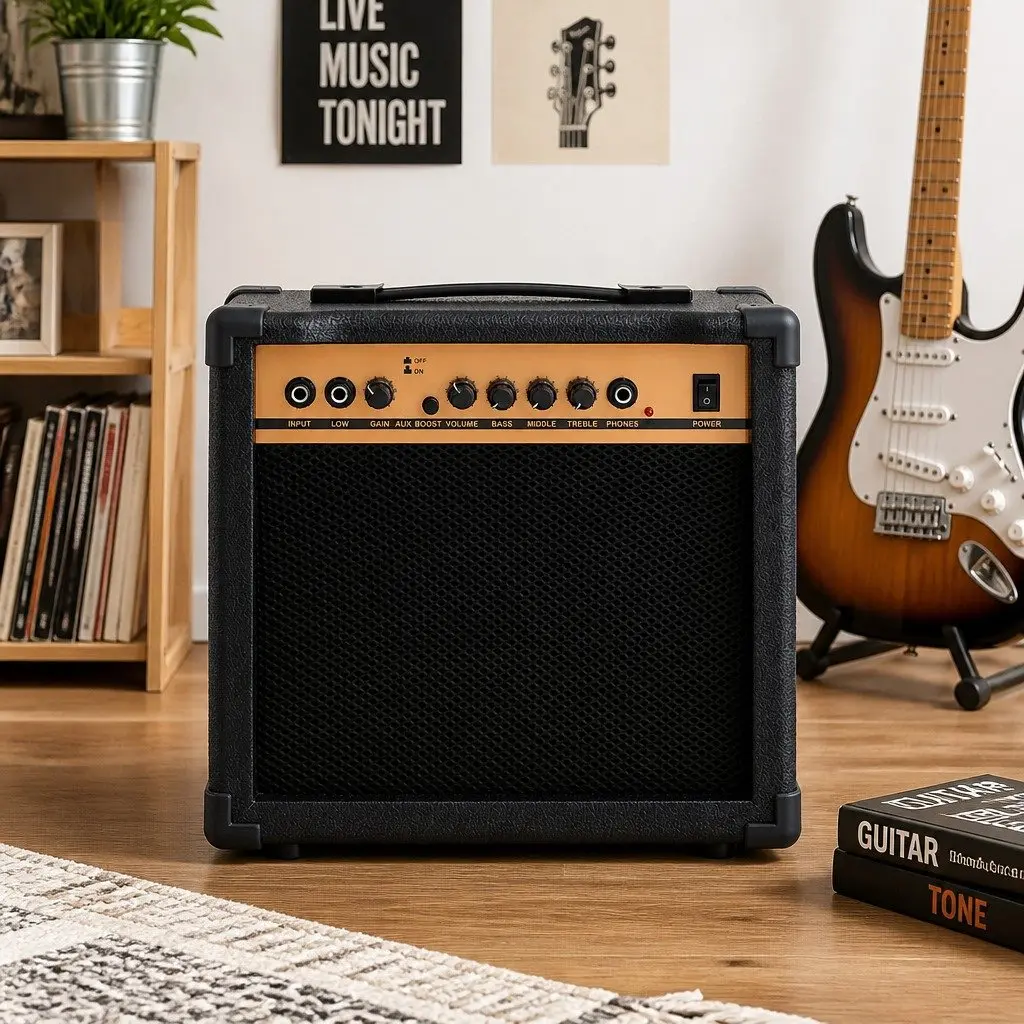20W Guitar Amplifier Portable Practice Amp 3-Band EQ Overdrive Headphone Jack