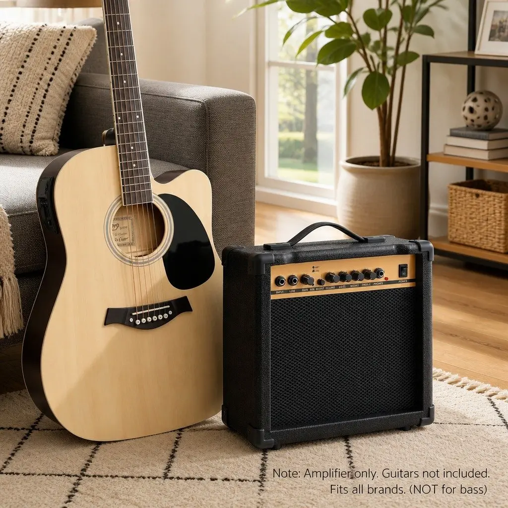 20W Guitar Amplifier Portable Practice Amp 3-Band EQ Overdrive Headphone Jack