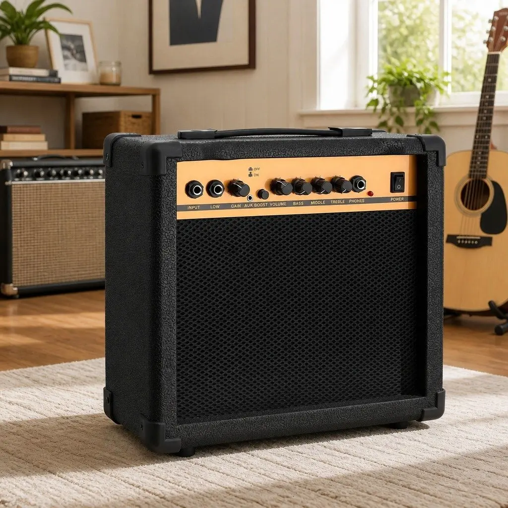 20W Guitar Amplifier Portable Practice Amp 3-Band EQ Overdrive Headphone Jack