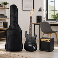 Electric Guitar Combo 20W Amplifier Stratocaster Style Beginner Music Bundle