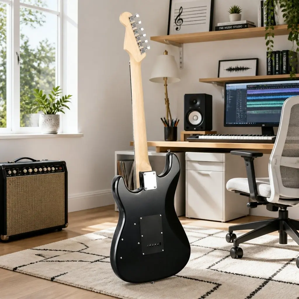 Electric Guitar Combo 20W Amplifier Stratocaster Style Beginner Music Bundle