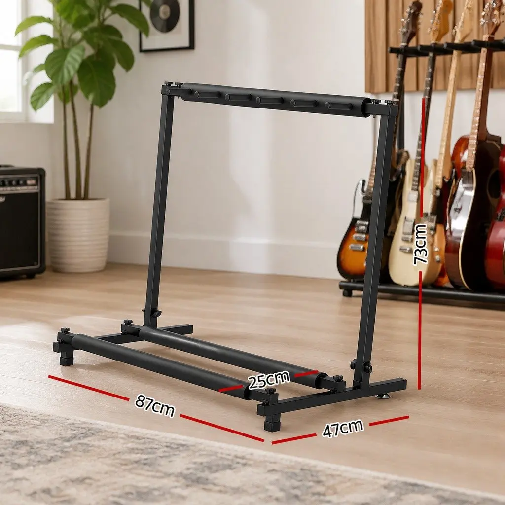 5-Guitar Folding Stand Rack Holder Display Storage Black