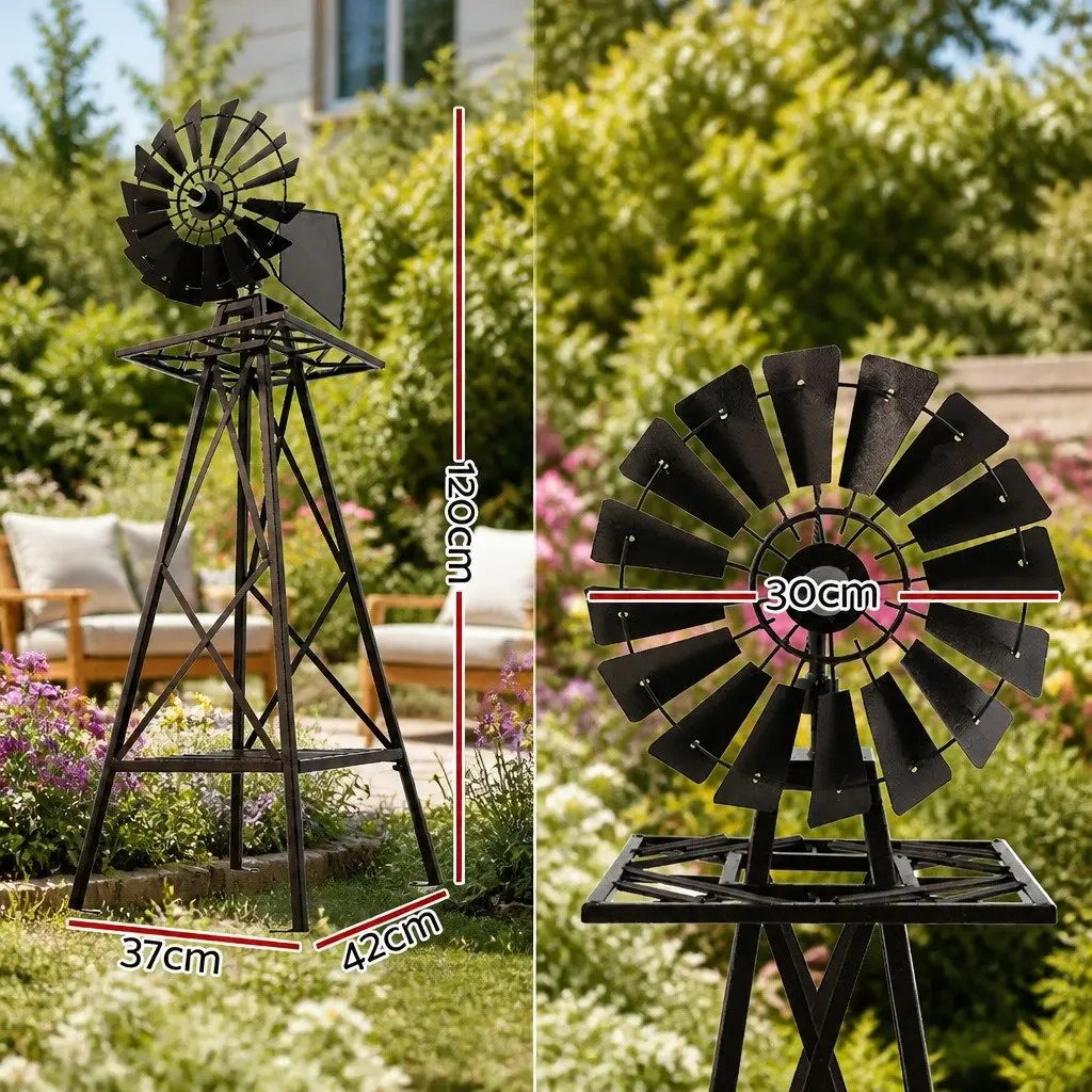 Garden Windmill Metal Ornamental 120cm Outdoor Decor