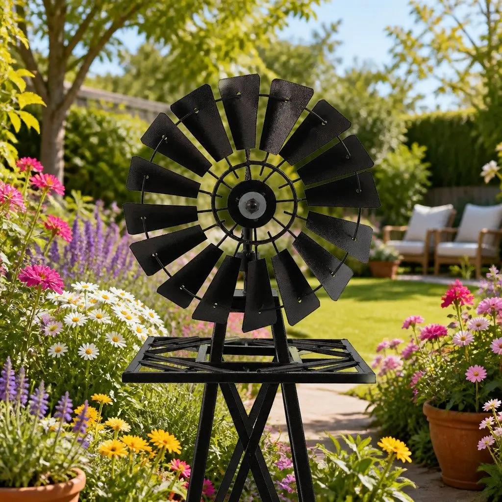 Garden Windmill Metal Ornamental 120cm Outdoor Decor