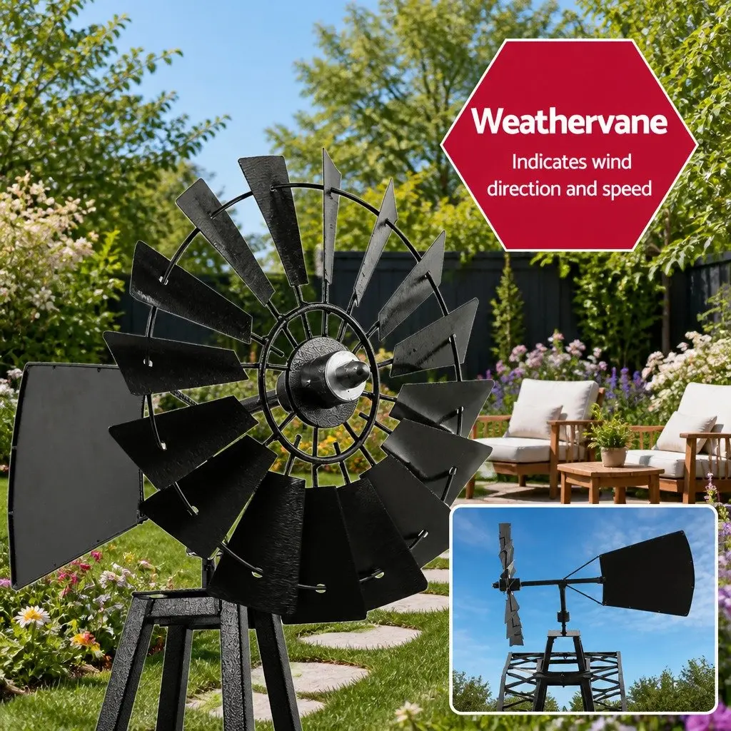 Garden Windmill Metal Ornamental 120cm Outdoor Decor