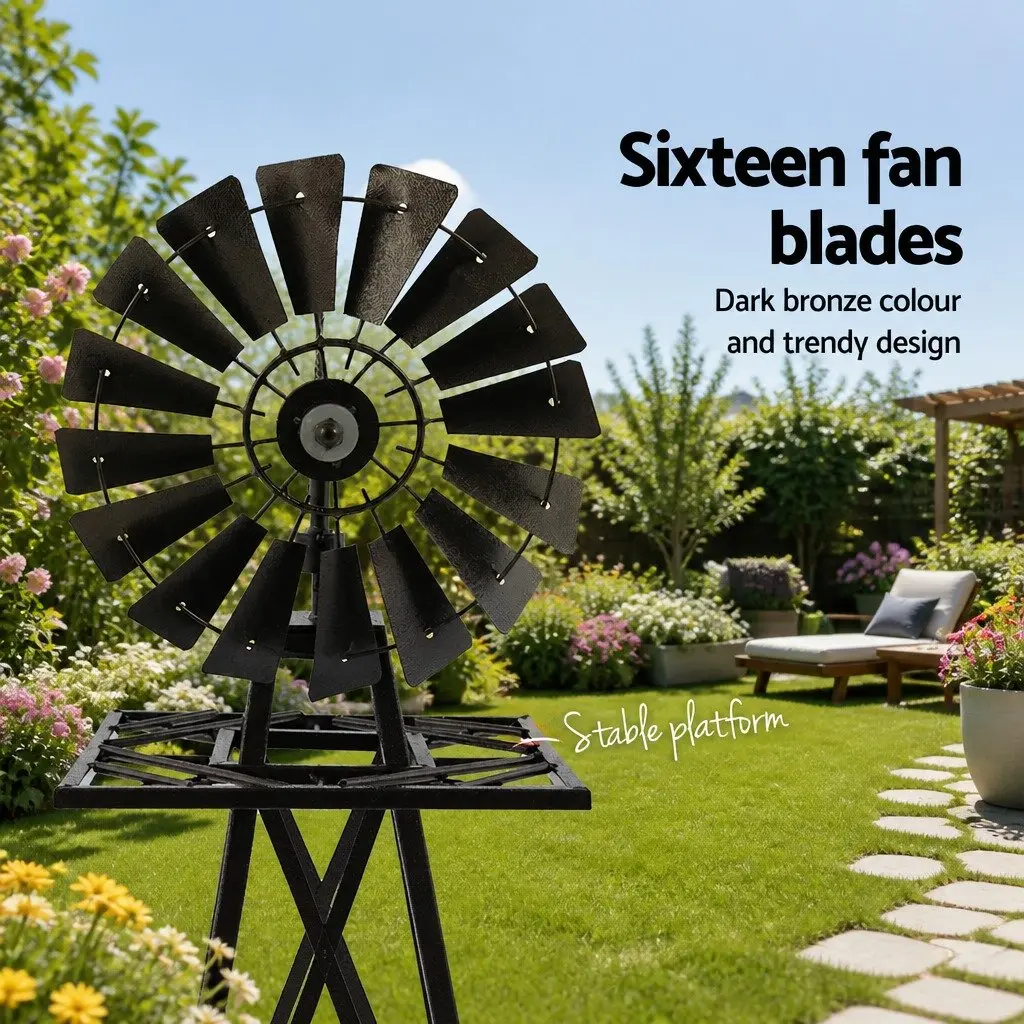 Garden Windmill Metal Ornamental 120cm Outdoor Decor