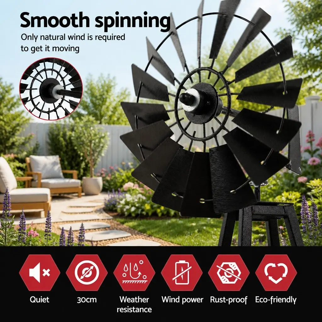 Garden Windmill Metal Ornamental 120cm Outdoor Decor