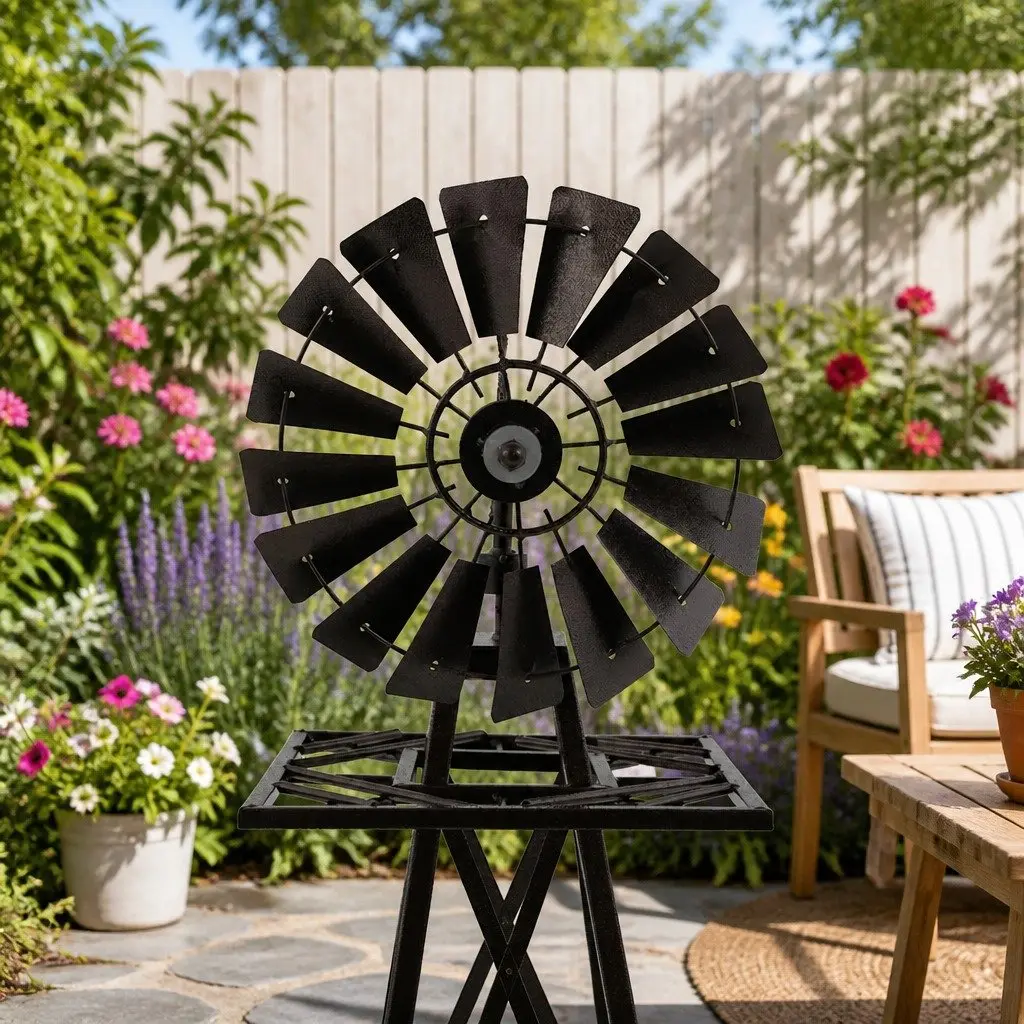 Garden Windmill 160cm Outdoor Metal Ornament Decoration Weathervane Spinner