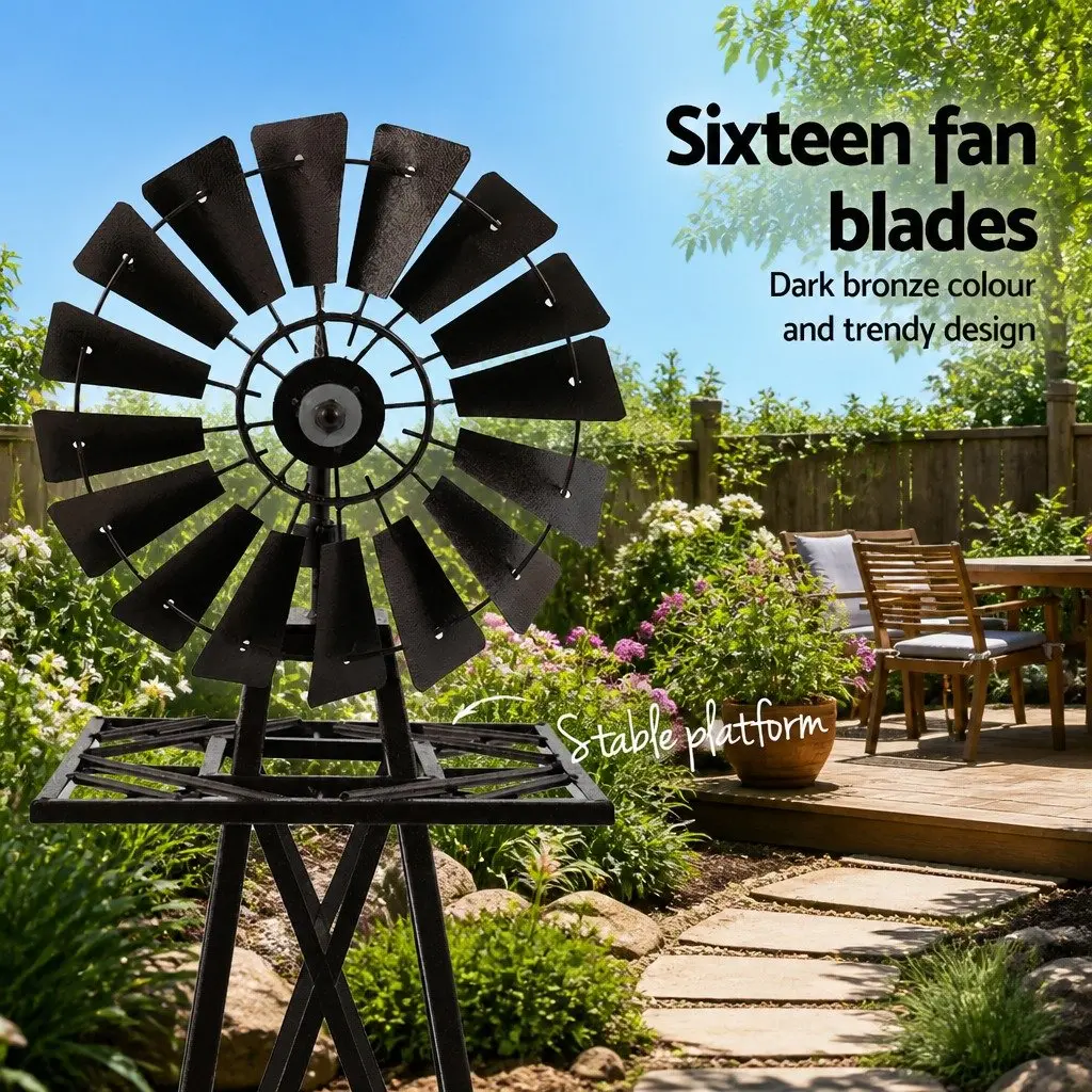 Garden Windmill 160cm Outdoor Metal Ornament Decoration Weathervane Spinner
