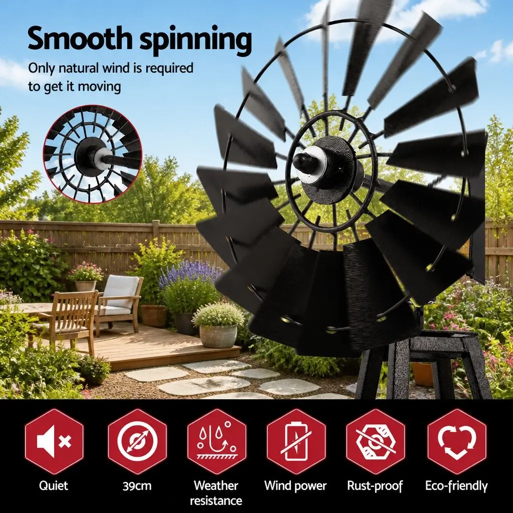 Garden Windmill 160cm Outdoor Metal Ornament Decoration Weathervane Spinner