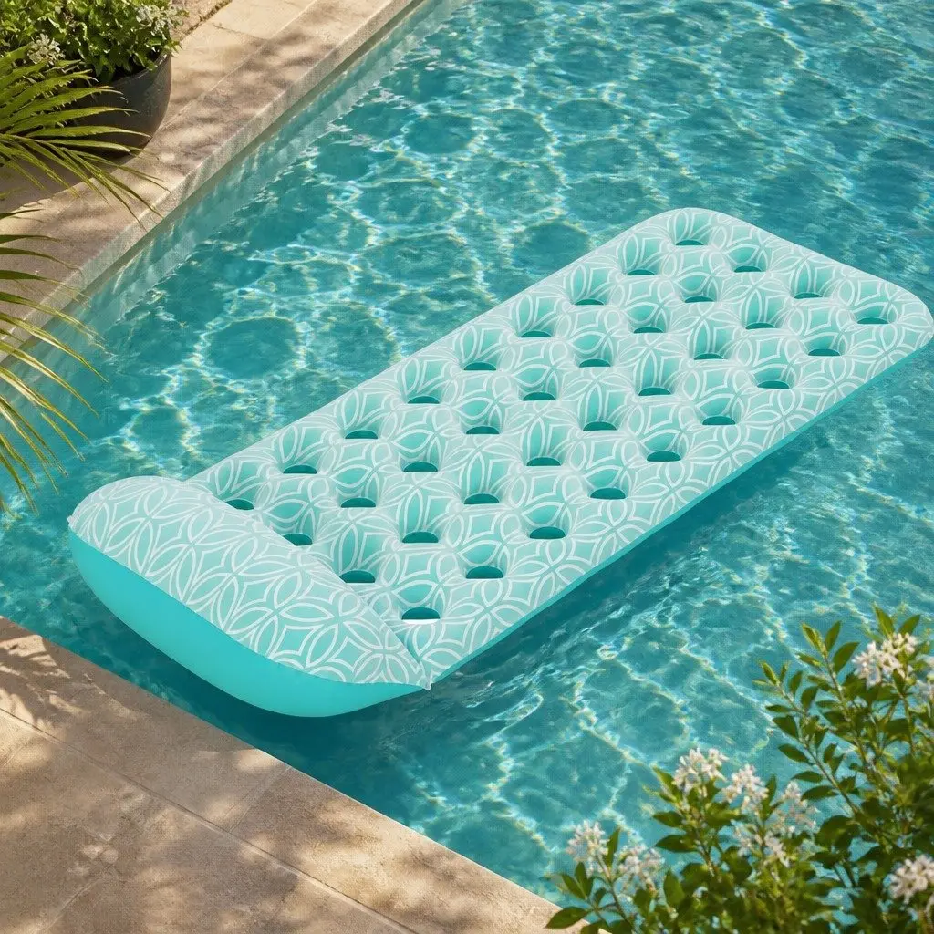 Inflatable Floating Mat Water Pool Lake Lounger Plush Surface 1.98m Portable