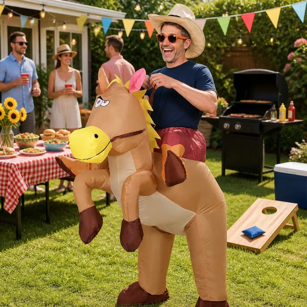 Inflatable Cowboy Costume Unisex Adult 1.48m Party Fancy Dress