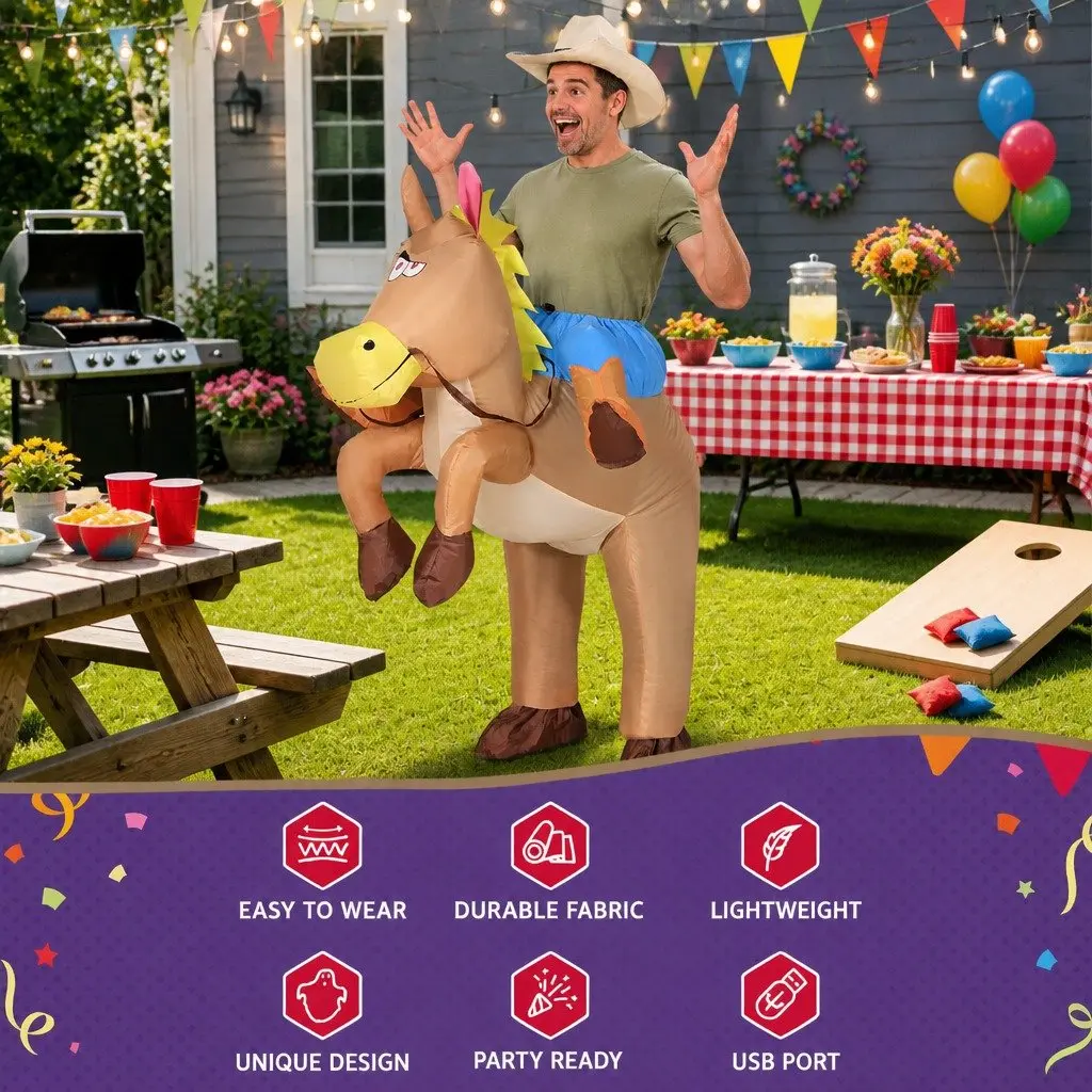 Inflatable Cowboy Costume Unisex Adult 1.48m Party Fancy Dress