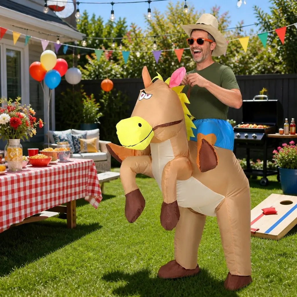 Inflatable Cowboy Costume Unisex Adult 1.48m Party Fancy Dress