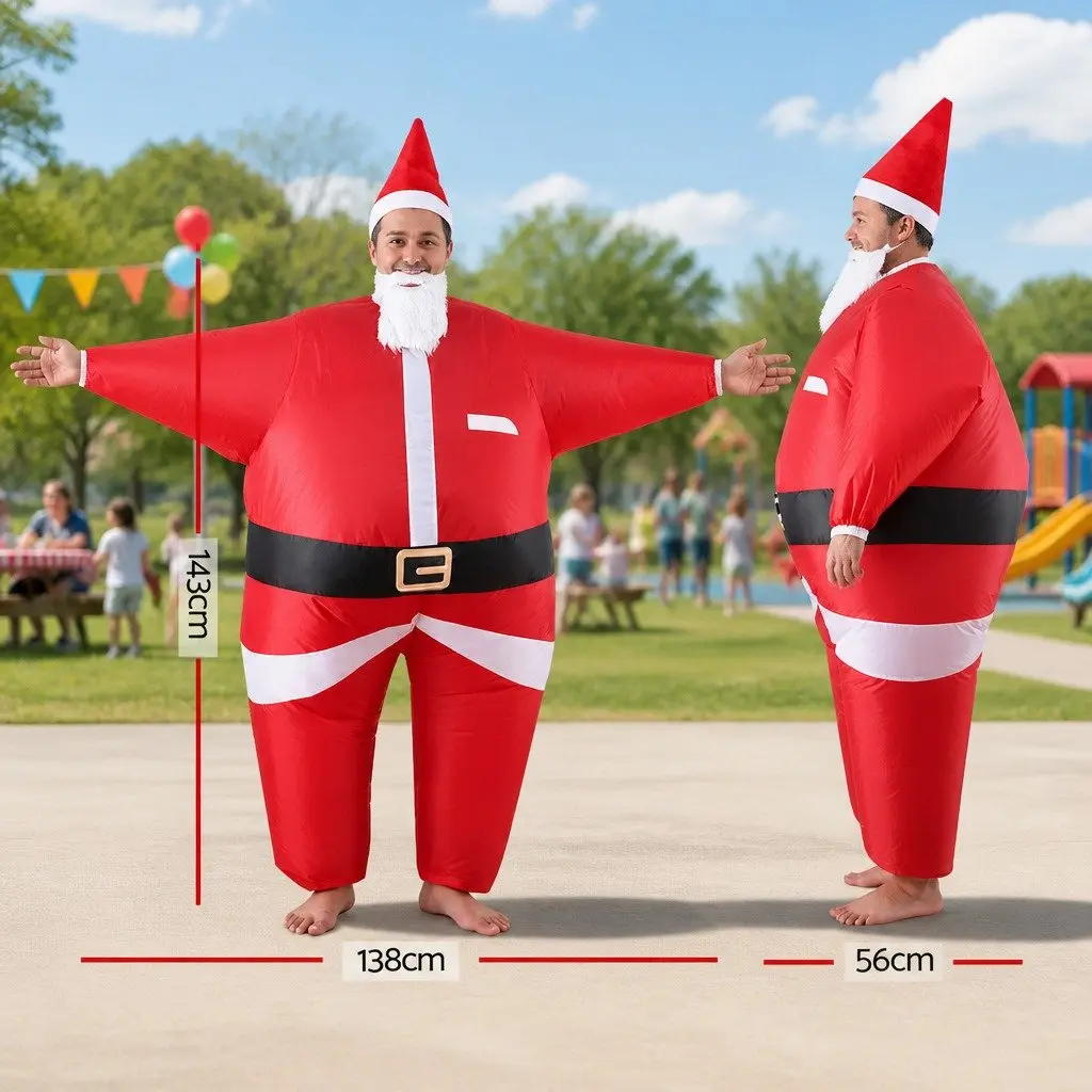 Inflatable Santa Claus Costume Adult Unisex Water-Resistant Polyester 138 x 56 x 143 cm