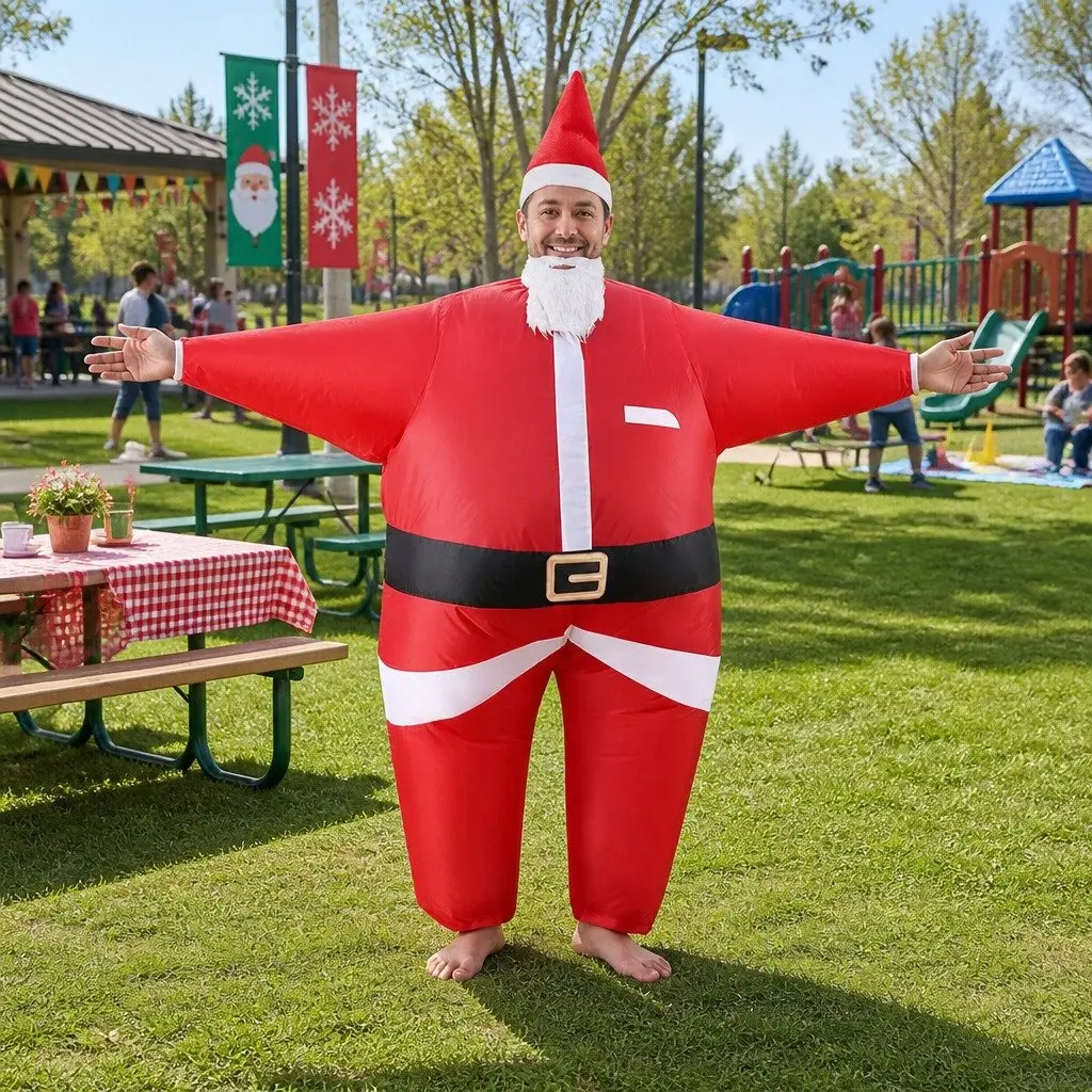 Inflatable Santa Claus Costume Adult Unisex Water-Resistant Polyester 138 x 56 x 143 cm