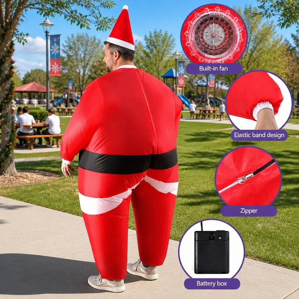 Inflatable Santa Claus Costume Adult Unisex Water-Resistant Polyester 138 x 56 x 143 cm