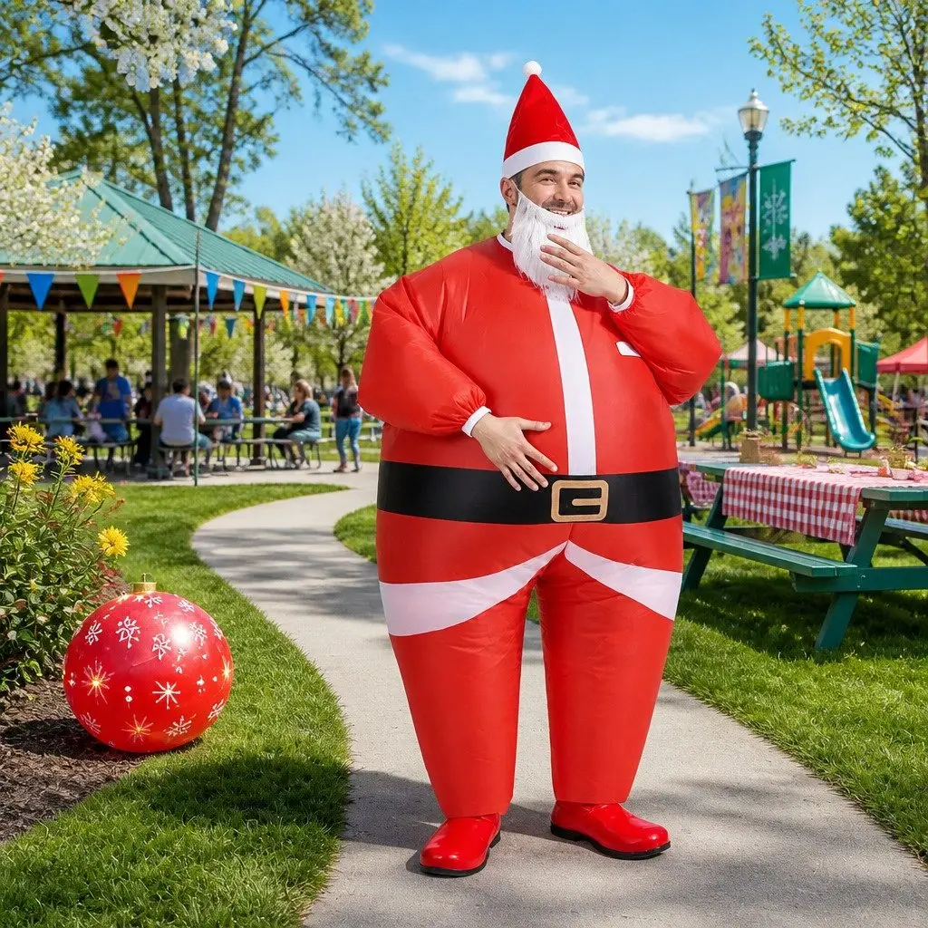Inflatable Santa Claus Costume Adult Unisex Water-Resistant Polyester 138 x 56 x 143 cm